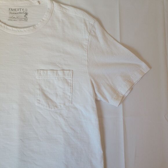 Faherty Sunwashed Organic Cotton T-Shirt White Size S Crew Neck Soft Tee - Picture 7 of 8